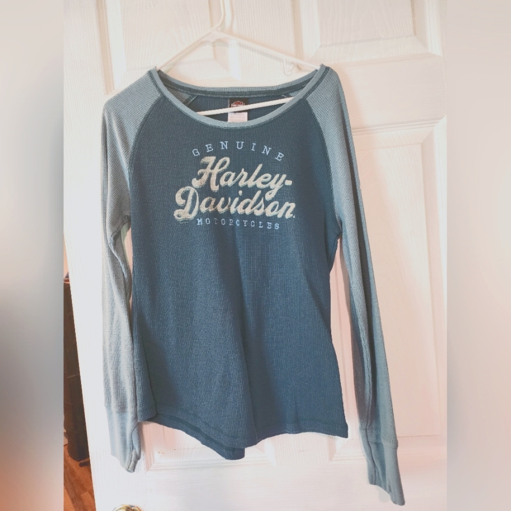 Blue Harley Davidson large Women's ling sleeved tee
